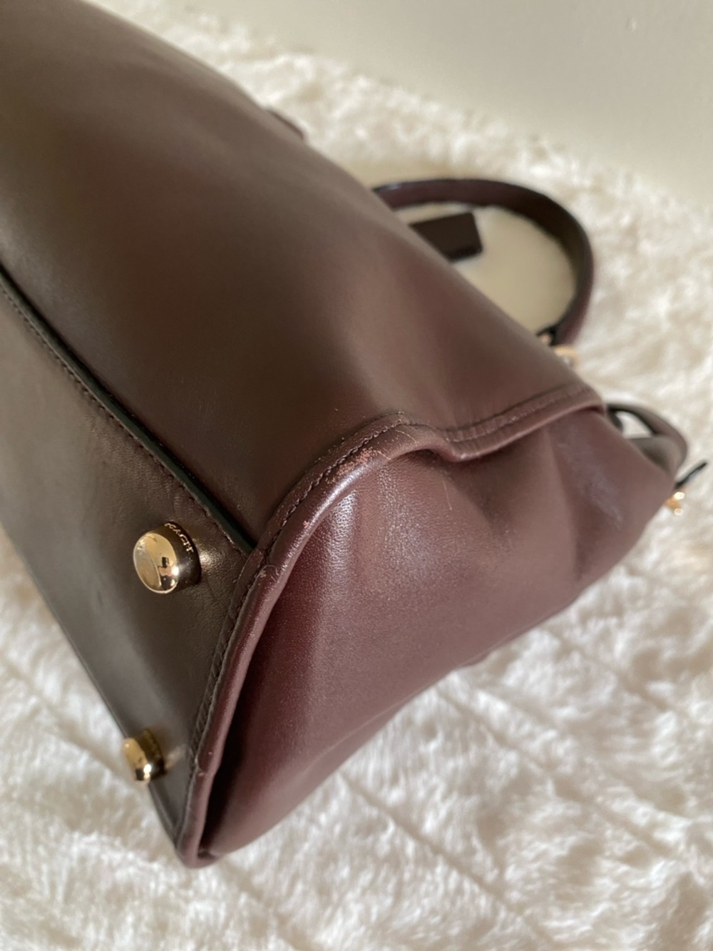 COACH Gramercy Leather Satchel in Oxblood - Picture 12 of 16